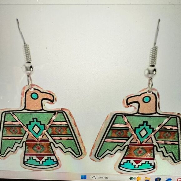 Handcrafted Boho Copper Earrings, Southwestern Thunderbird Wire Earrings, Gift - Picture 9 of 9